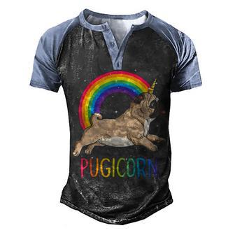 Pugicorn 1 Men's Henley Shirt Raglan Sleeve 3D Print T-shirt - Thegiftio UK