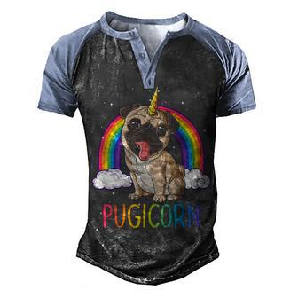 Pugicorn 2 Men's Henley Shirt Raglan Sleeve 3D Print T-shirt - Thegiftio UK