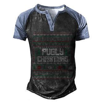 Pugly Christmas Ugly Christmas Sweater Graphic Design Printed Casual Daily Basic Men's Henley Shirt Raglan Sleeve 3D Print T-shirt - Thegiftio UK