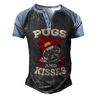 Pugs And Kisses Valentines Day Gift 2 Graphic Design Printed Casual Daily Basic Men's Henley Shirt Raglan Sleeve 3D Print T-shirt - Thegiftio UK