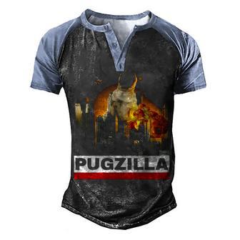 Pugzilla Pug Men's Henley Shirt Raglan Sleeve 3D Print T-shirt - Thegiftio UK