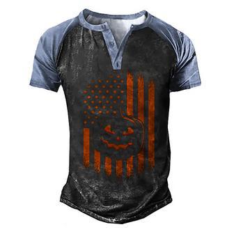 Pumpkin America Halloween Flag Graphic Design Printed Casual Daily Basic Men's Henley Shirt Raglan Sleeve 3D Print T-shirt - Thegiftio UK