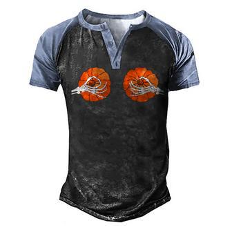 Pumpkin Boobs Funny Halloween Men's Henley Shirt Raglan Sleeve 3D Print T-shirt - Thegiftio UK