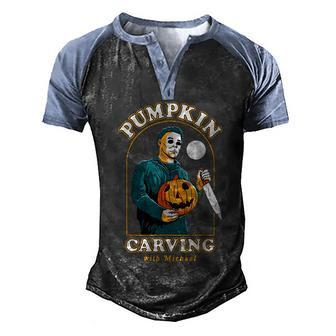 Pumpkin Carving With Michael Graphic Design Printed Casual Daily Basic V2 Men's Henley Shirt Raglan Sleeve 3D Print T-shirt - Thegiftio UK