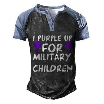 Purple Up For Military Children Purple Ribbon Us Army Veteran Graphic Design Printed Casual Daily Basic Men's Henley Shirt Raglan Sleeve 3D Print T-shirt - Thegiftio UK
