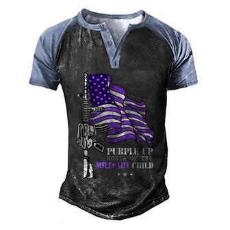 Purple Up Military Child Month American Flag Veteran Men Dad Gift Graphic Design Printed Casual Daily Basic Men's Henley Shirt Raglan Sleeve 3D Print T-shirt - Thegiftio UK