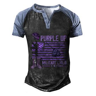 Purple Up Military Child Month Veteran America Flag Men Dad Cool Gift Graphic Design Printed Casual Daily Basic Men's Henley Shirt Raglan Sleeve 3D Print T-shirt - Thegiftio UK