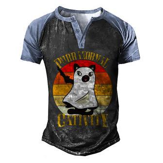 Purranormal Cativity Vintage Cat Ghost Halloween Costume Men's Henley Shirt Raglan Sleeve 3D Print T-shirt - Thegiftio UK