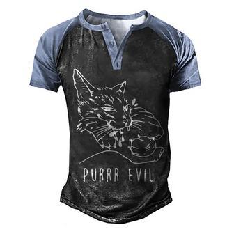 Purrr Evil Funny Cat Graphic Design Printed Casual Daily Basic Men's Henley Shirt Raglan Sleeve 3D Print T-shirt - Thegiftio UK