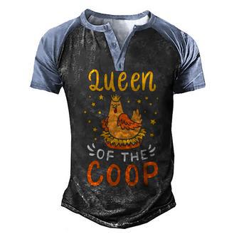 Queen Of The Coop Funny Chicken 3 Men's Henley Shirt Raglan Sleeve 3D Print T-shirt - Thegiftio UK