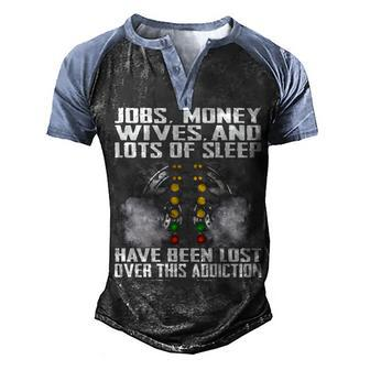 Racing Addiction Men's Henley Shirt Raglan Sleeve 3D Print T-shirt - Seseable