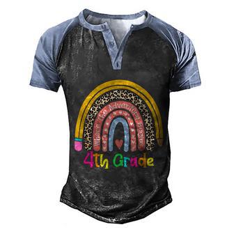Rainbow Cute Leopard 4Th Grade Where The Adventure Begins Graphic Design Printed Casual Daily Basic Men's Henley Shirt Raglan Sleeve 3D Print T-shirt - Thegiftio UK