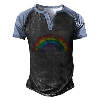 Rainbow Vintage Retro 80S Style Gay Pride T Graphic Design Printed Casual Daily Basic Men's Henley Shirt Raglan Sleeve 3D Print T-shirt - Thegiftio UK