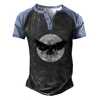 Raven Moon Graphic Design Printed Casual Daily Basic Men's Henley Shirt Raglan Sleeve 3D Print T-shirt - Thegiftio UK