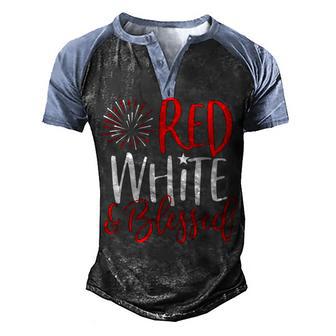 Red White & Blessed V2 Men's Henley Shirt Raglan Sleeve 3D Print T-shirt - Thegiftio UK