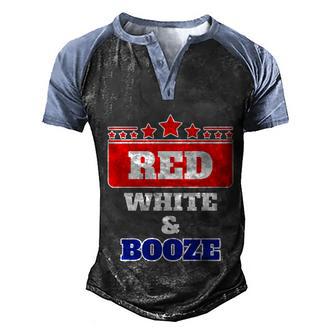 Red White Booze Cute Gift Men's Henley Shirt Raglan Sleeve 3D Print T-shirt - Thegiftio UK