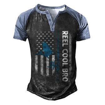 Reel Cool Bro Fishing Usa Flag V2 Men's Henley Shirt Raglan Sleeve 3D Print T-shirt - Thegiftio UK
