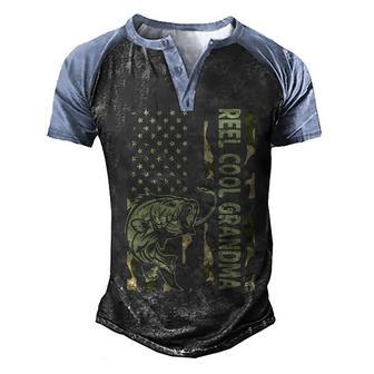 Reel Cool Grandma Camouflage American Flag Men's Henley Shirt Raglan Sleeve 3D Print T-shirt - Thegiftio UK