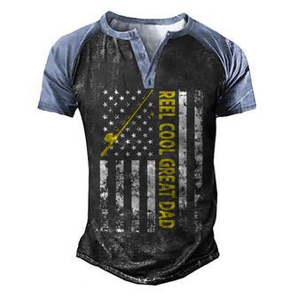 Reel Cool Great Dad Fishing Usa Flag Men's Henley Shirt Raglan Sleeve 3D Print T-shirt - Thegiftio UK
