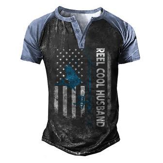 Reel Cool Husband Fishing Usa Flag Back Men's Henley Shirt Raglan Sleeve 3D Print T-shirt - Thegiftio UK