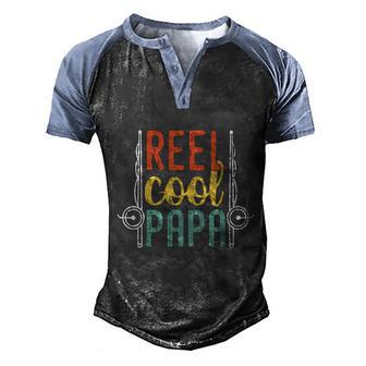 Reel Cool Papa Funny Fathers Day Fisherman Daddy Fishing Graphic Design Printed Casual Daily Basic Men's Henley Shirt Raglan Sleeve 3D Print T-shirt - Thegiftio UK