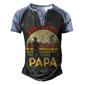 Reel Cool Papa Funny Vintage Fishing Fathers Day Men's Henley Shirt Raglan Sleeve 3D Print T-shirt - Thegiftio UK