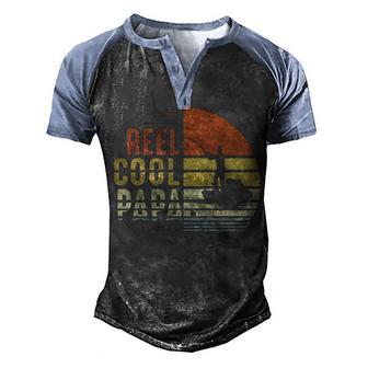 Reel Cool Papa Vintage Fishing Gift Men's Henley Shirt Raglan Sleeve 3D Print T-shirt - Thegiftio UK