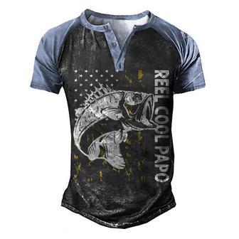Reel Cool Papo Fishing Camouflage Usa Flag Back Men's Henley Shirt Raglan Sleeve 3D Print T-shirt - Thegiftio UK