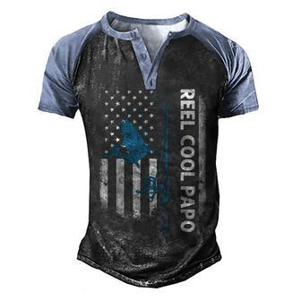 Reel Cool Papo Fishing Usa Flag Men's Henley Shirt Raglan Sleeve 3D Print T-shirt - Thegiftio UK