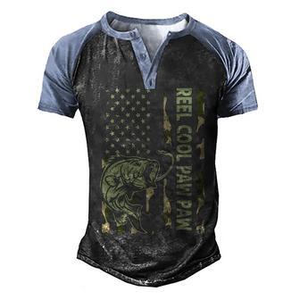 Reel Cool Paw Paw Camouflage American Flag V2 Men's Henley Shirt Raglan Sleeve 3D Print T-shirt - Thegiftio UK