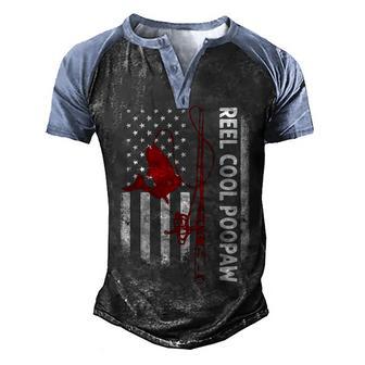 Reel Cool Poopaw Fishing Usa Flag Red Back Graphic Design Printed Casual Daily Basic Men's Henley Shirt Raglan Sleeve 3D Print T-shirt - Thegiftio UK