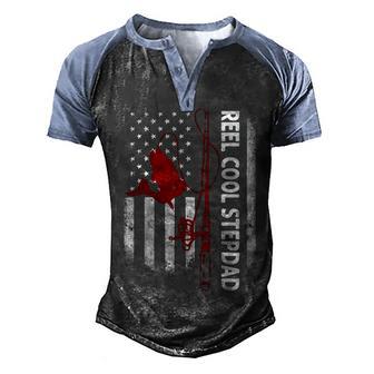 Reel Cool Stepdad Fishing Usa Flag Red Graphic Design Printed Casual Daily Basic Men's Henley Shirt Raglan Sleeve 3D Print T-shirt - Thegiftio UK
