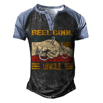 Reel Cool Uncle Fishing Father Gift Men's Henley Shirt Raglan Sleeve 3D Print T-shirt - Thegiftio UK