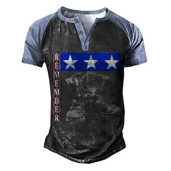 Remember Veteran Combat Boots Graphic Design Printed Casual Daily Basic Men's Henley Shirt Raglan Sleeve 3D Print T-shirt - Thegiftio UK