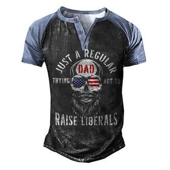 Republican Just A Regular Dad Trying Not To Raise Liberals 1 Men's Henley Shirt Raglan Sleeve 3D Print T-shirt - Thegiftio UK