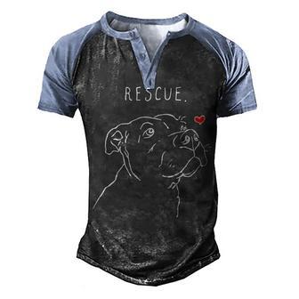 Rescue Pitbull Drawing 2 Graphic Design Printed Casual Daily Basic Men's Henley Shirt Raglan Sleeve 3D Print T-shirt - Thegiftio UK