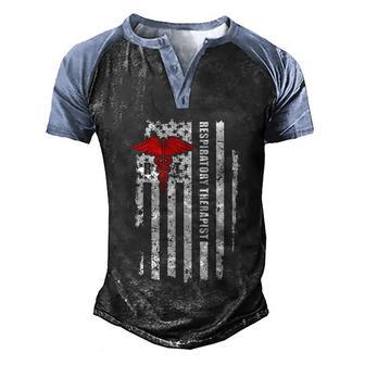 Respiratory Therapist Usa Flag American Therapy Rt Gift Meaningful Gift Men's Henley Shirt Raglan Sleeve 3D Print T-shirt - Thegiftio UK