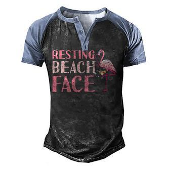 Resting Beach Face Flamingo Men's Henley Shirt Raglan Sleeve 3D Print T-shirt - Thegiftio UK