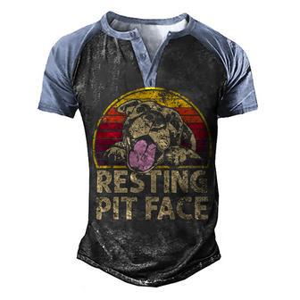 Resting Pit Face Pitbull Lovers 1 Men's Henley Shirt Raglan Sleeve 3D Print T-shirt - Thegiftio UK