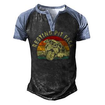 Resting Pit Face Pitbull Lovers 2 Men's Henley Shirt Raglan Sleeve 3D Print T-shirt - Thegiftio UK