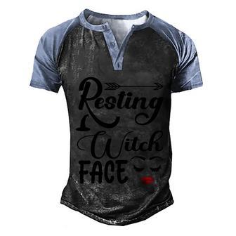 Resting Witch Face Halloween Quote Graphic Design Printed Casual Daily Basic Men's Henley Shirt Raglan Sleeve 3D Print T-shirt - Thegiftio UK
