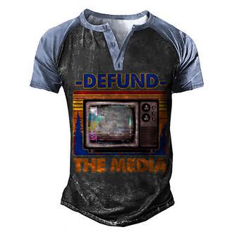 Retro Defund The Media Vintage Tv Set Graphic Design Printed Casual Daily Basic Men's Henley Shirt Raglan Sleeve 3D Print T-shirt - Thegiftio UK