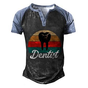 Retro Dentist Gift Vintage Tooth Dental Assistant Hygienist Funny Gift Men's Henley Shirt Raglan Sleeve 3D Print T-shirt - Thegiftio UK