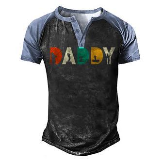 Retro Fishing Daddy Fisherman Gifts For Fathers Day Men's Henley Shirt Raglan Sleeve 3D Print T-shirt - Thegiftio UK