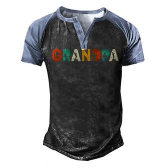 Retro Fishing Grandpa Fisherman Gifts For Fathers Day Men's Henley Shirt Raglan Sleeve 3D Print T-shirt - Thegiftio UK