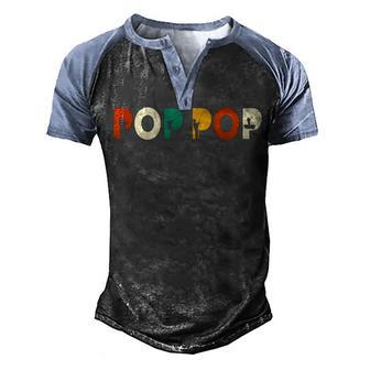 Retro Fishing Pop Pop Fisherman Gifts For Fathers Day Men's Henley Shirt Raglan Sleeve 3D Print T-shirt - Thegiftio UK