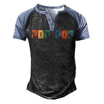 Retro Golfing Pop Pop Golf Gifts For Fathers Day Back Design Men's Henley Shirt Raglan Sleeve 3D Print T-shirt - Thegiftio UK