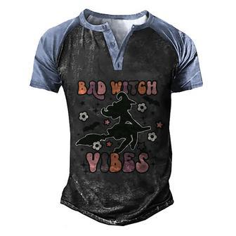 Retro Halloween Bad Witch Vibes Halloween Day Men's Henley Shirt Raglan Sleeve 3D Print T-shirt - Thegiftio UK