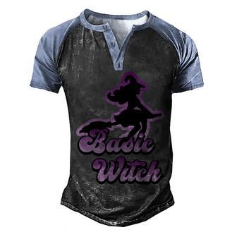 Retro Halloween Basic Witch Halloween Day Men's Henley Shirt Raglan Sleeve 3D Print T-shirt - Thegiftio UK