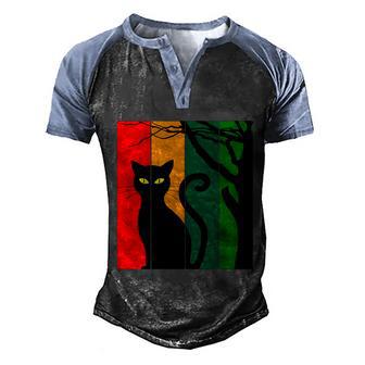 Retro Halloween Cat Graphic Design Printed Casual Daily Basic Men's Henley Shirt Raglan Sleeve 3D Print T-shirt - Thegiftio UK